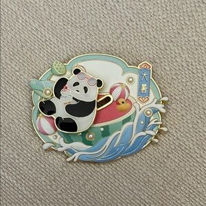 Cute Panda Summer Enamel Pin - Multicolor